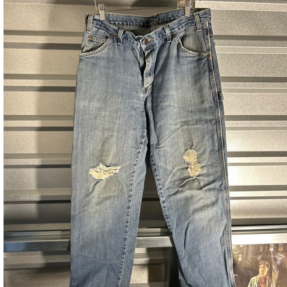 Dickies Carpenter Jeans Mens 34x34 Blue Relaxed Fit Distressed Workwear Vintage